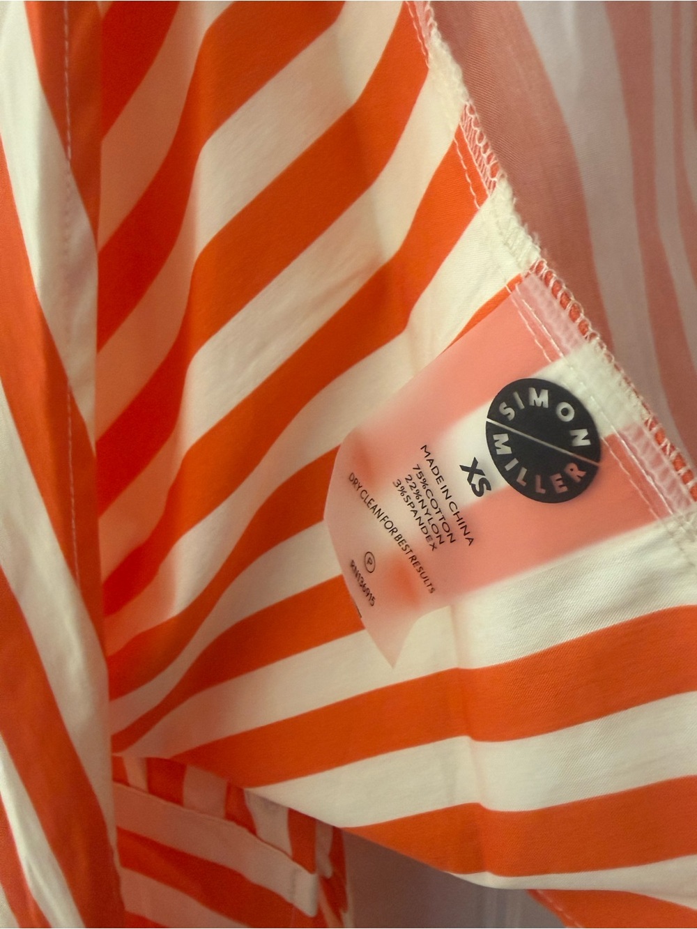 Simon Miller Orange and Cream Vertical Stripe Button-Up Blouse - Picture 6 of 6